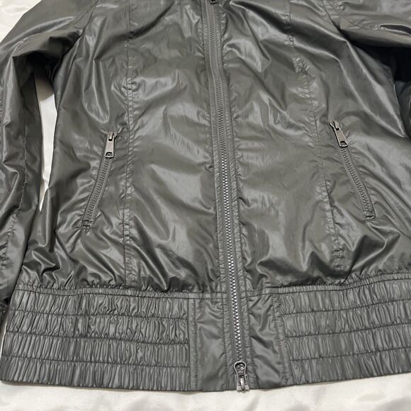 Mackage Dexter Packaway Hooded Windbreaker Bomber Jacket Gray Sz Youth L Kids - Picture 4 of 12